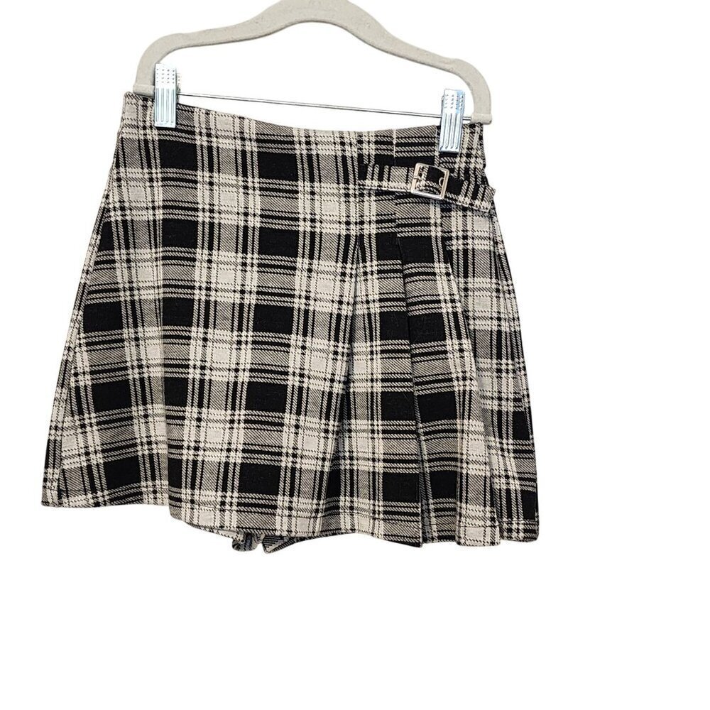 Zara kids plaid skort girls sz 13-14 black and white buckle School